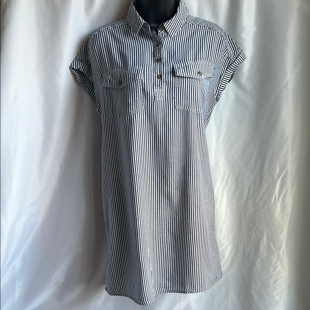 SO Striped Mini Dress - Blue and White